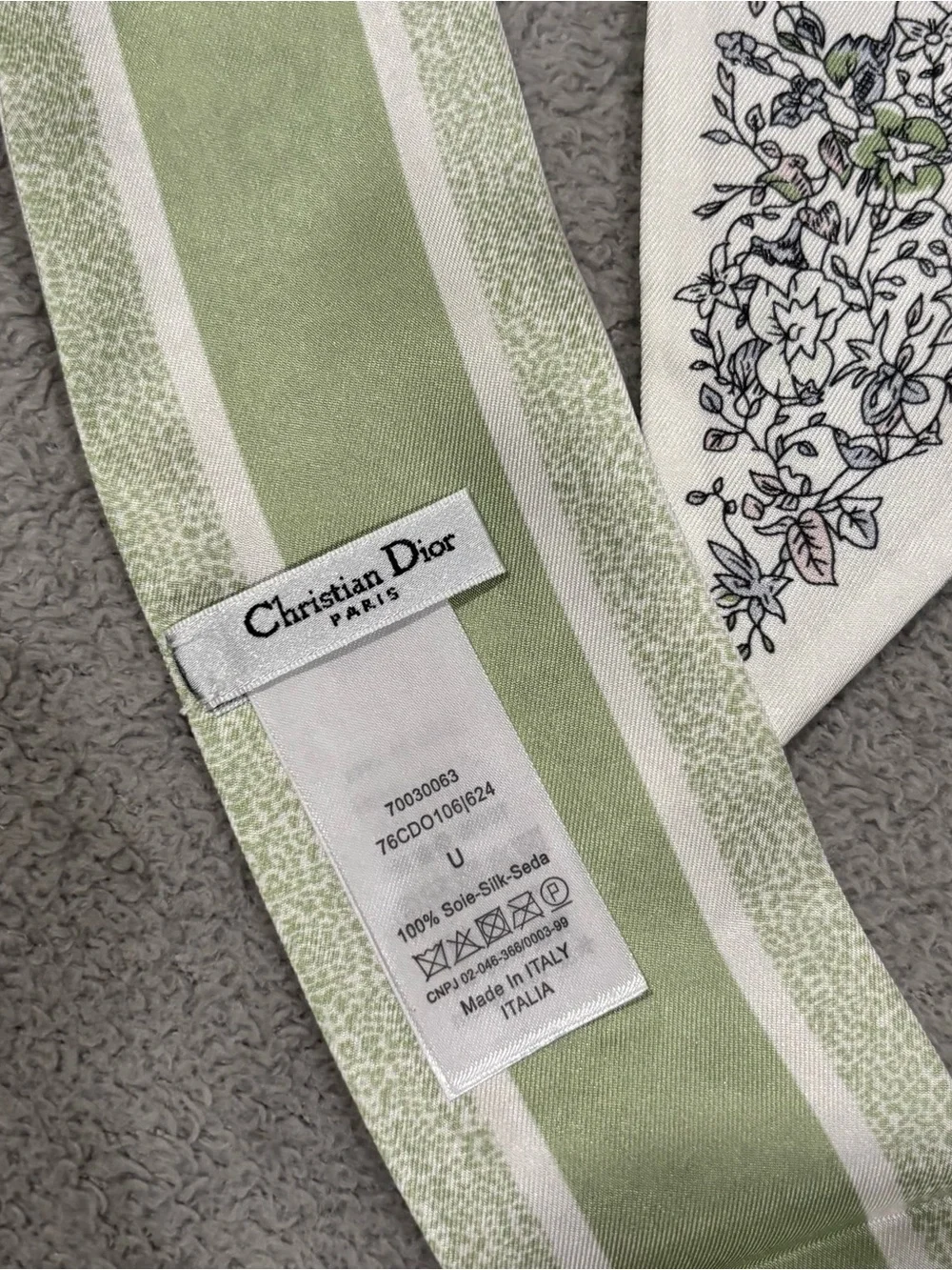 Christian Dior Mitzah Scarf Butterflies Around the World Green White